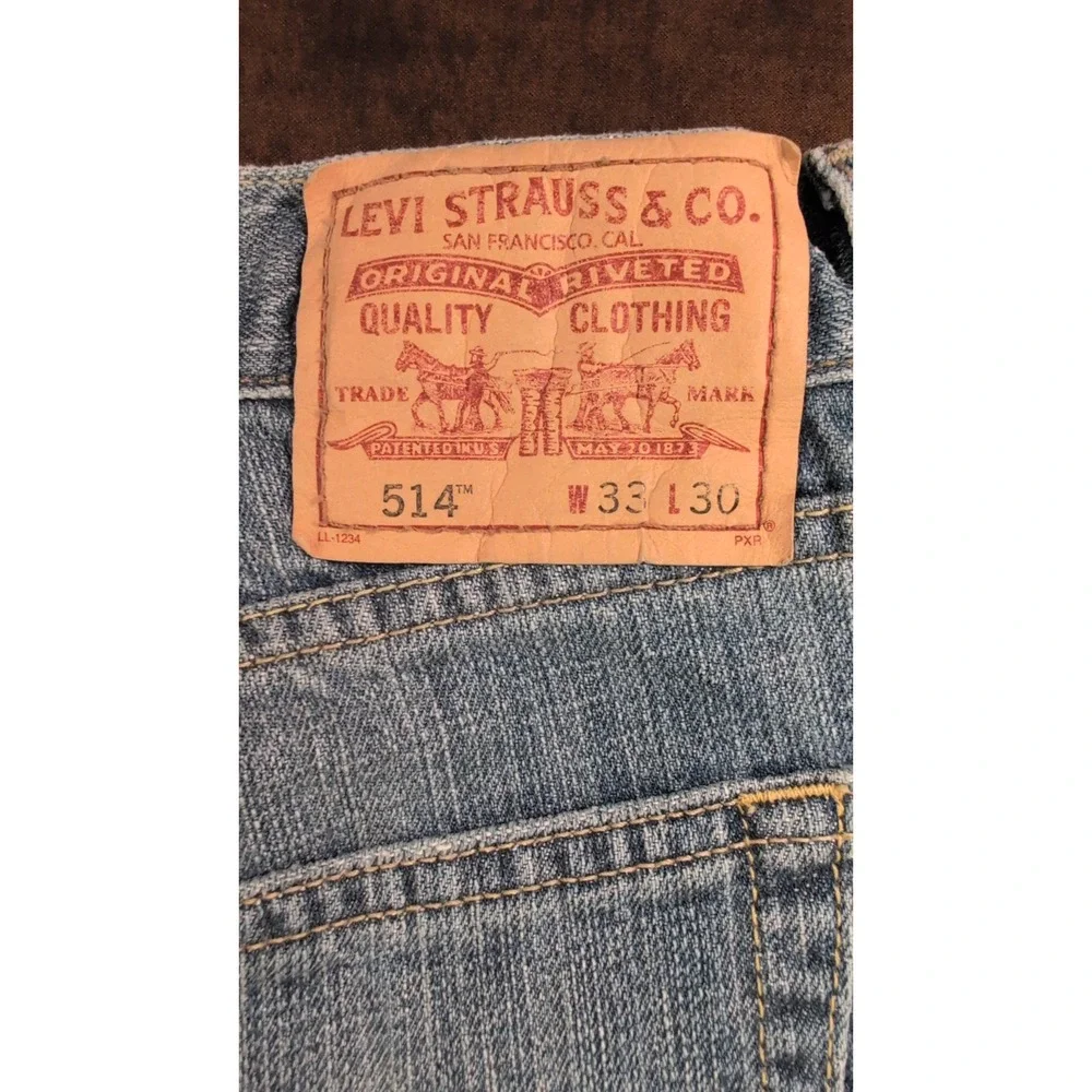Levis 514 Slim Straight Jeans Mens‎ 33x30 Light Wash Blue Denim 100% Cotton